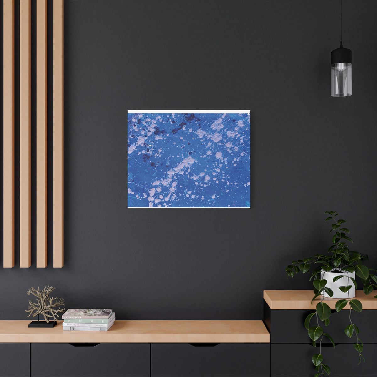 Blue Abstract Splatter Canvas Print  Dots (Matte Stretched 1.25")