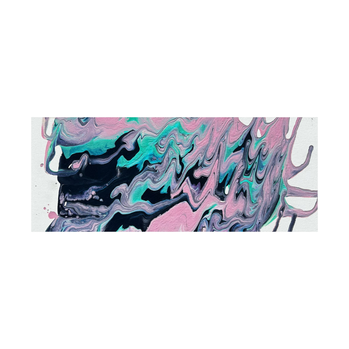 Abstract Fluid Art Poster Dripping Pink & Teal Matte Horizontal Print
