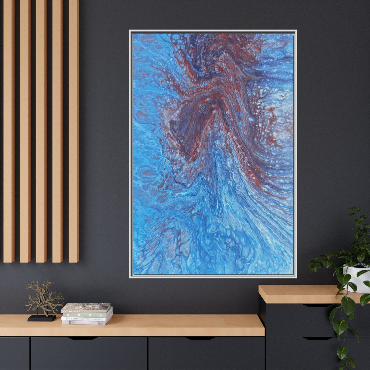 Abstract Blue Fluid Art Matte Canvas