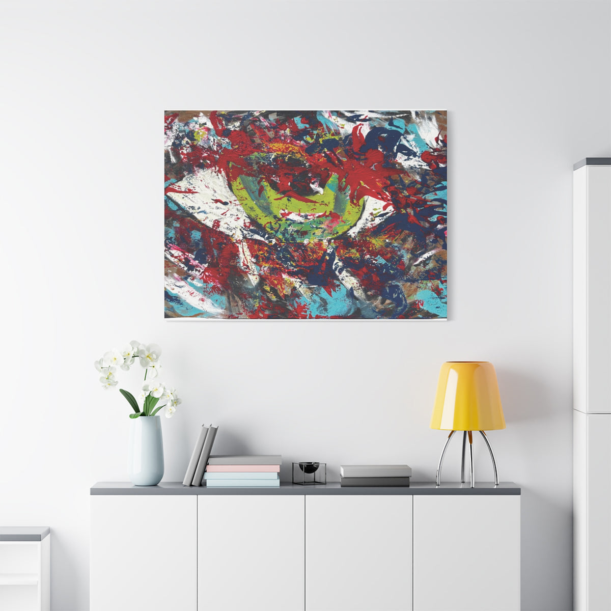 Abstract Burst Matte Canvas Print Eye Colorful Modern Wall Art, Stretched 1.25"
