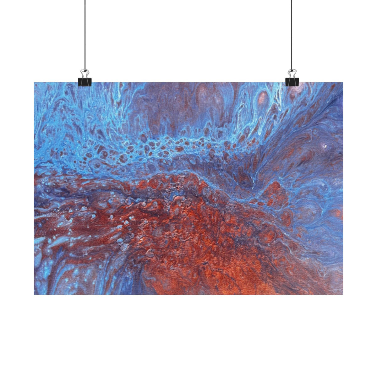WAVE Abstract Oceanic Pour Art Matte Horizontal Poster