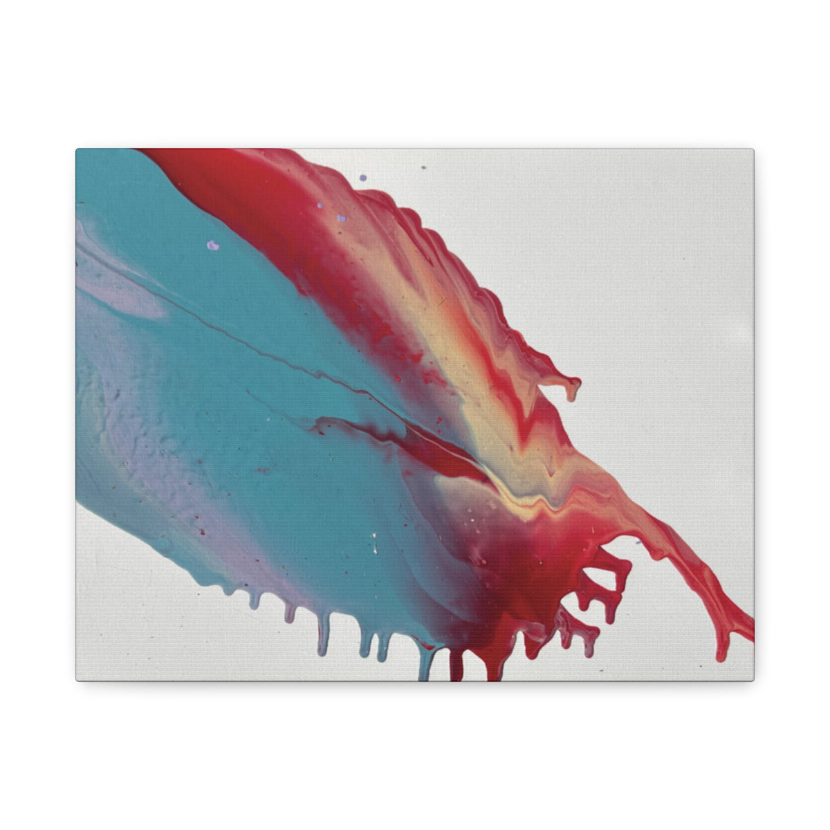 Ceiling Abstract Drip Matte Canvas Print (Blue & Red Fluid Art)