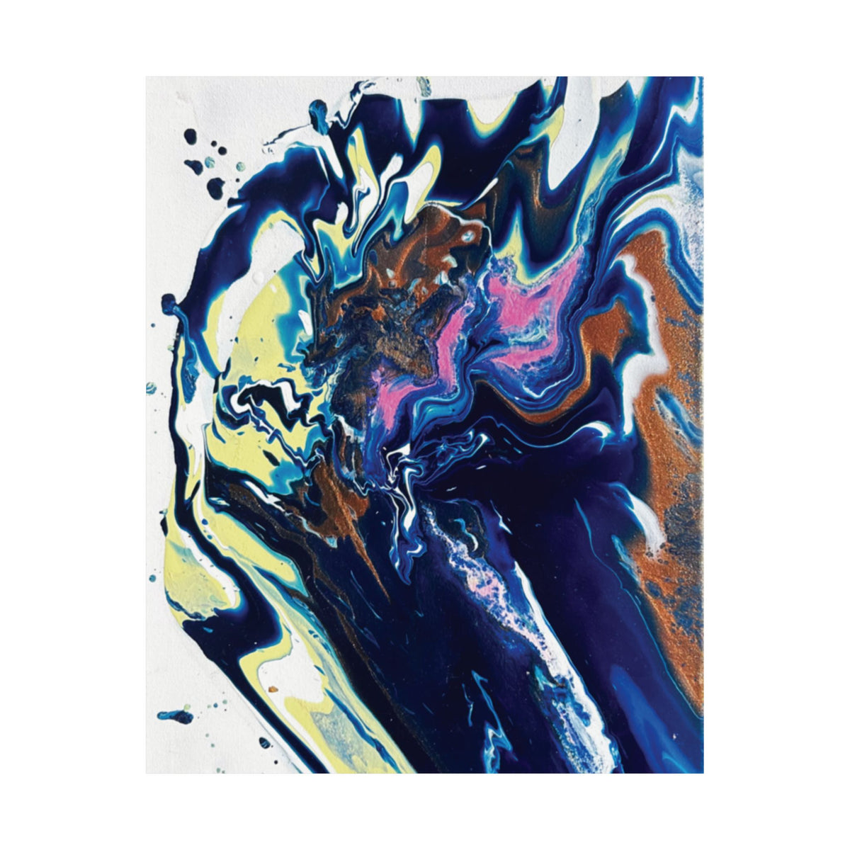 Change Abstract Blue Swirl Matte Poster (Vertical Fluid Art Wall Print)