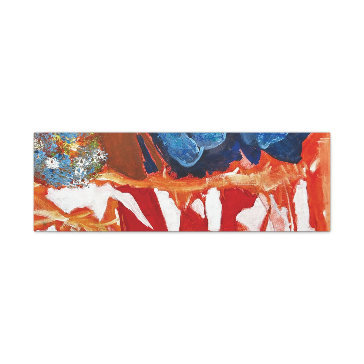 Abstract Red & Blue Matte Stretched Canvas Modern Expressionist Wall Art