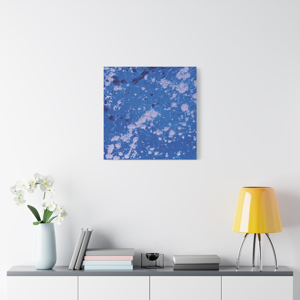 Blue Abstract Splatter Canvas Print  Dots (Matte Stretched 1.25")