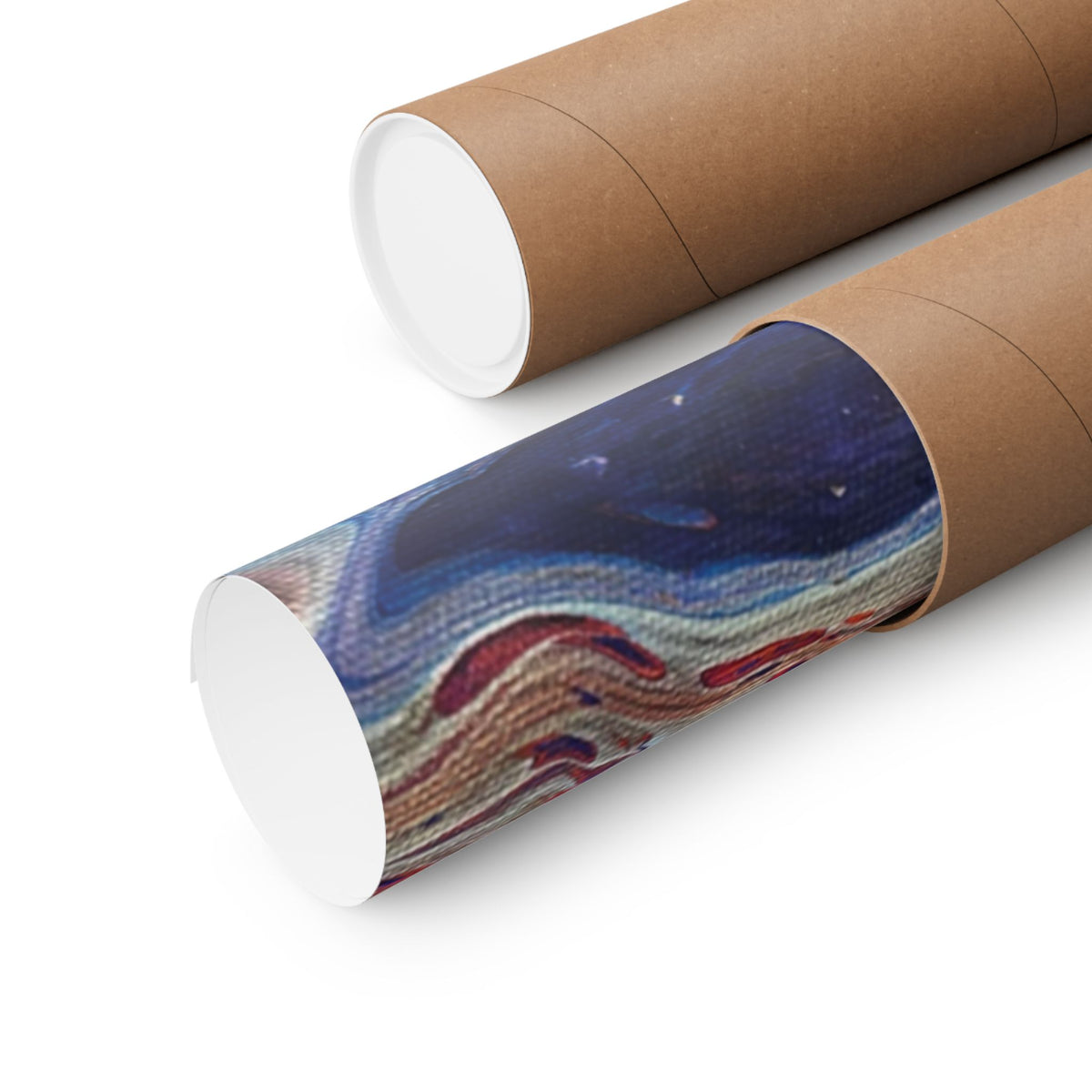Abstract Fluid Art Matte Poster Universe Vertical Red & Blue Wall Art