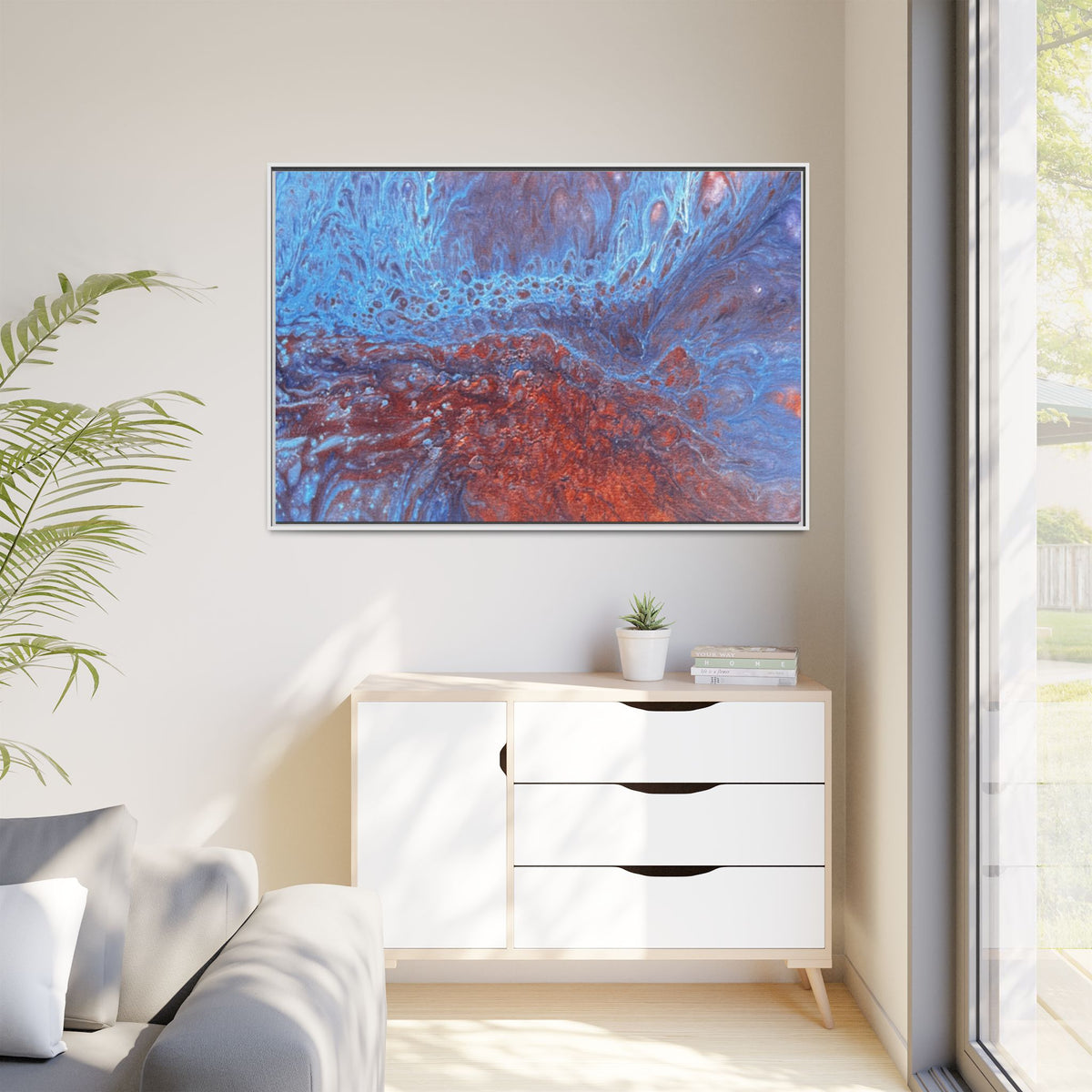 Wave Abstract Oceanic Flow Matte Canvas Framed Art