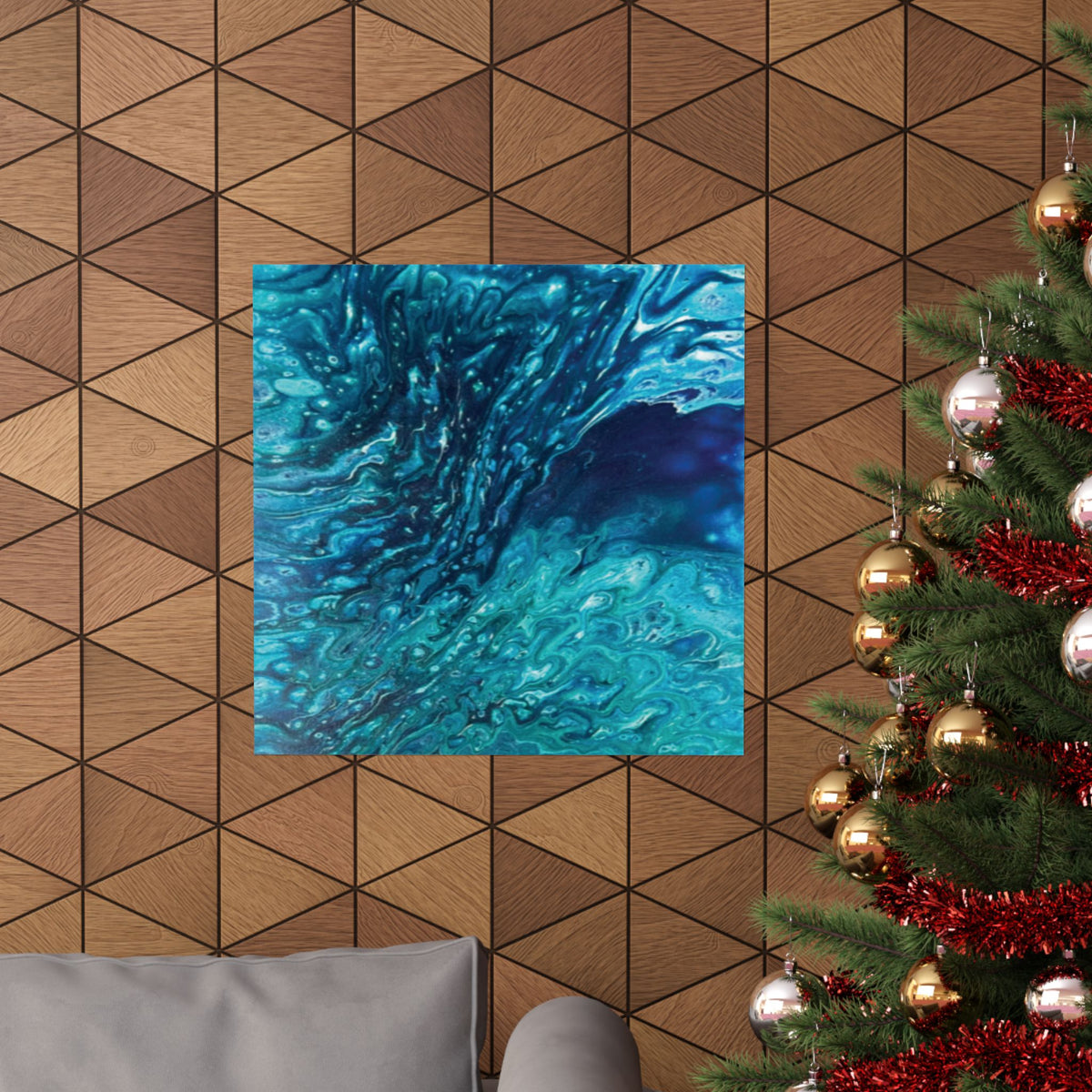 Ocean Abyss Matte Poster Abstract Teal Blue Wall Art