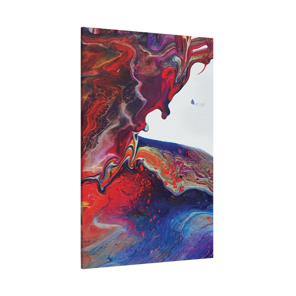 Abstract Red & Blue Fluid Art Matte Canvas Print Universe Stretched 1.25"