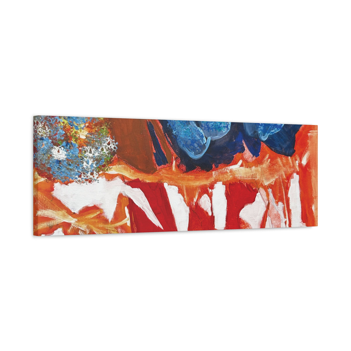 Abstract Red & Blue Matte Stretched Canvas Modern Expressionist Wall Art