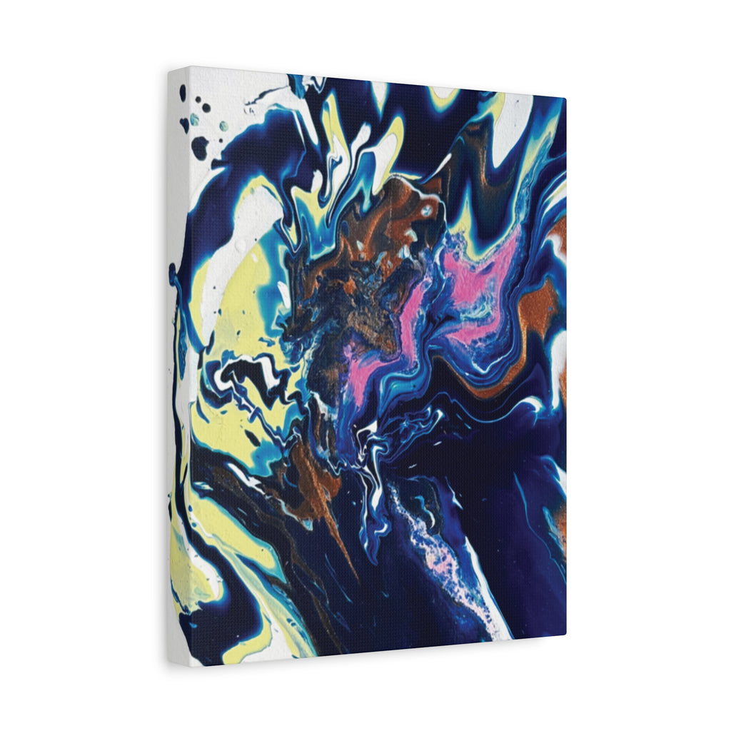 Change Abstract Blue Fluid Art Matte Canvas Print (Stretched Wall Art)