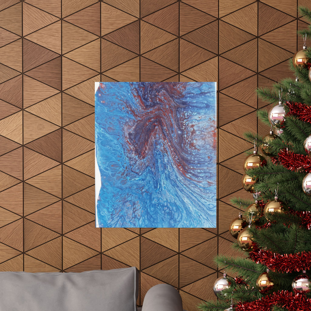 Abstract Blue Resin Art Poster Matte Vertical Wall Art