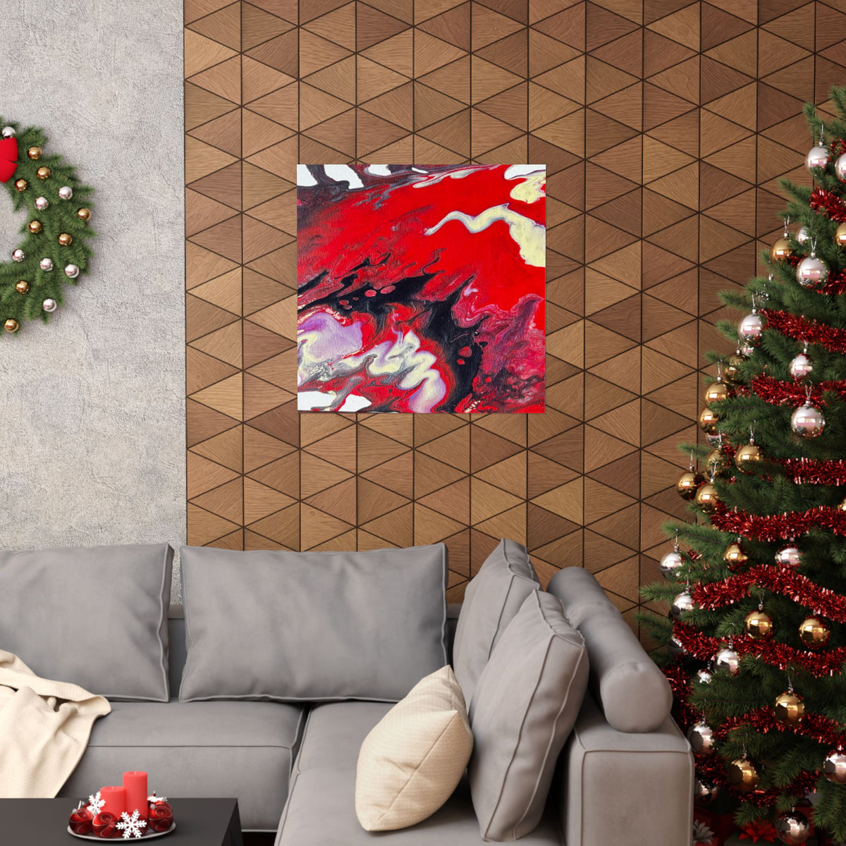 Power Abstract Red Fluid Art Matte Poster (Horizontal)