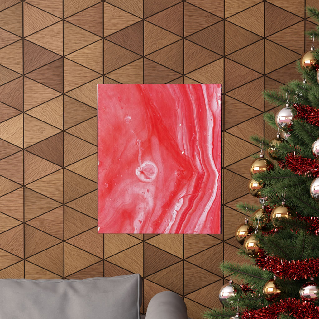 Red Marble Mars Matte Vertical Poster Abstract Red & Cream Wall Art