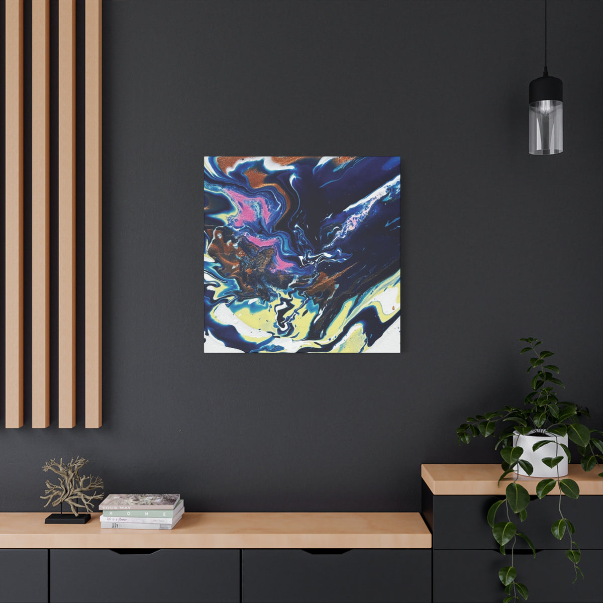 Change Abstract Blue Fluid Art Matte Canvas Print (Stretched Wall Art)