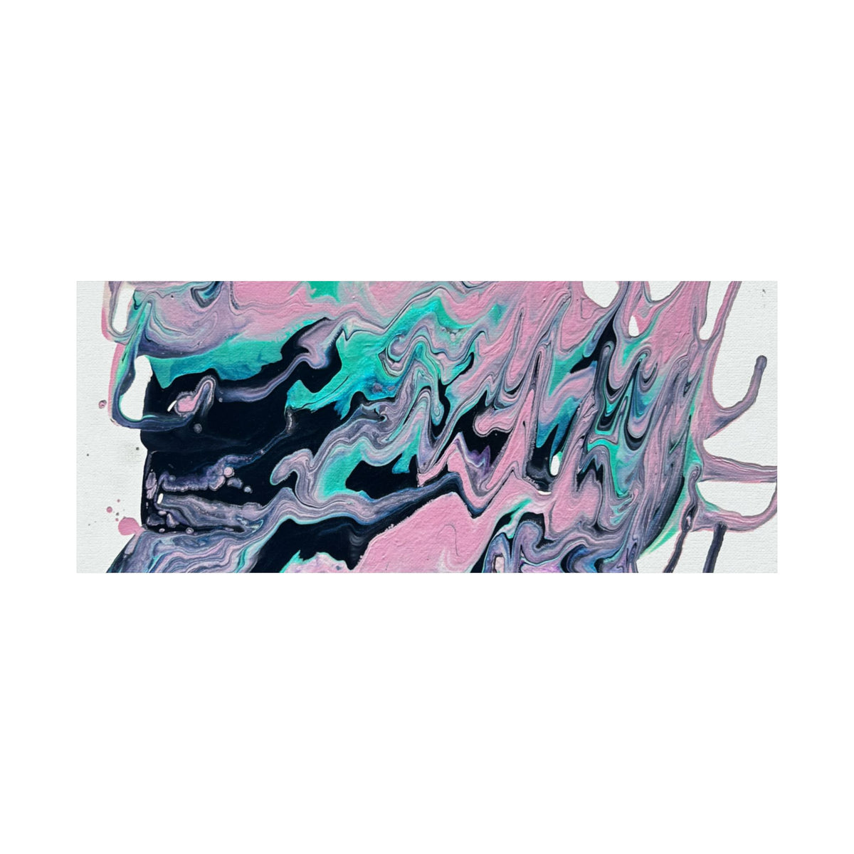 Abstract Fluid Art Poster Dripping Pink & Teal Matte Horizontal Print