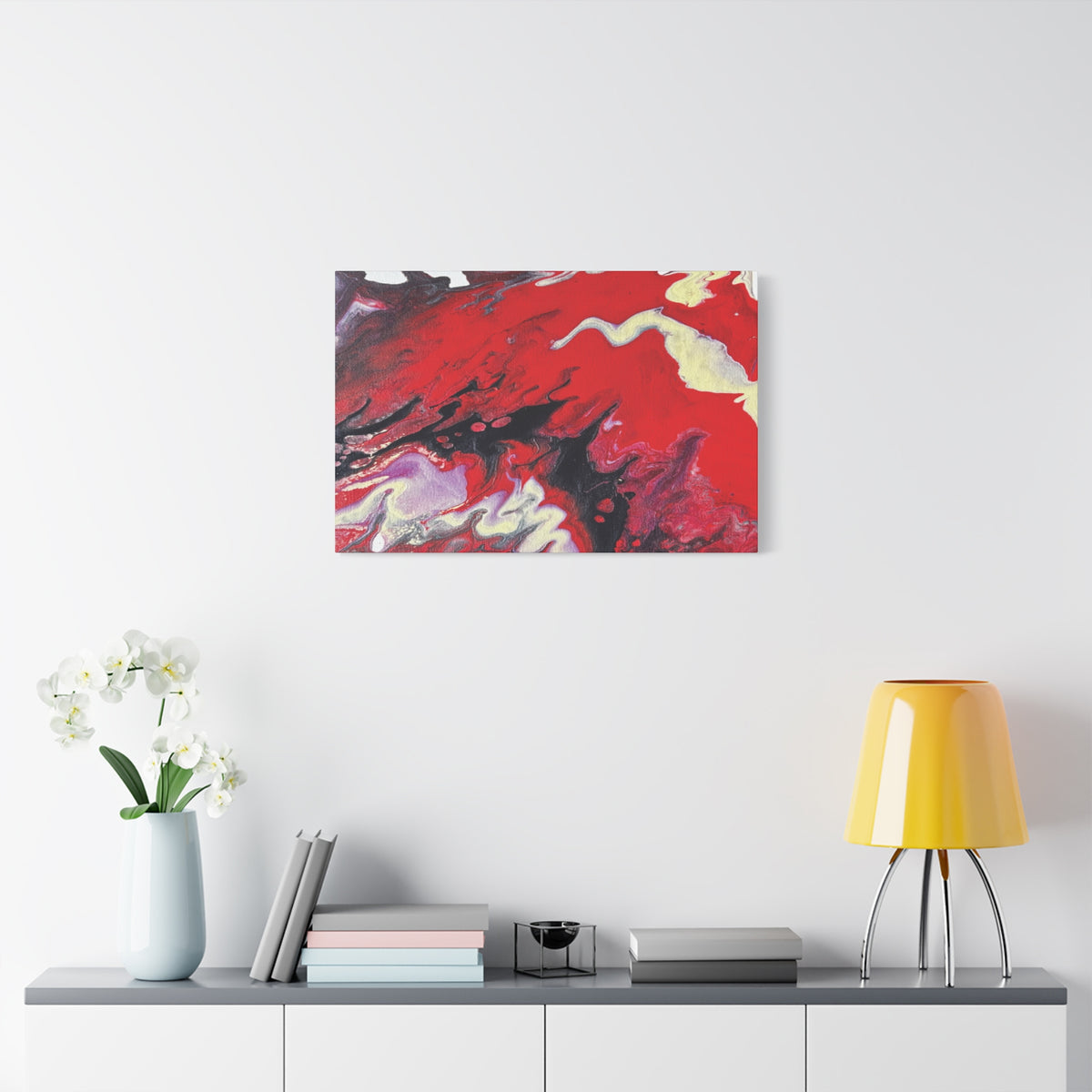 Power Abstract Red Fluid Art Canvas Print (Matte Stretched 1.25")