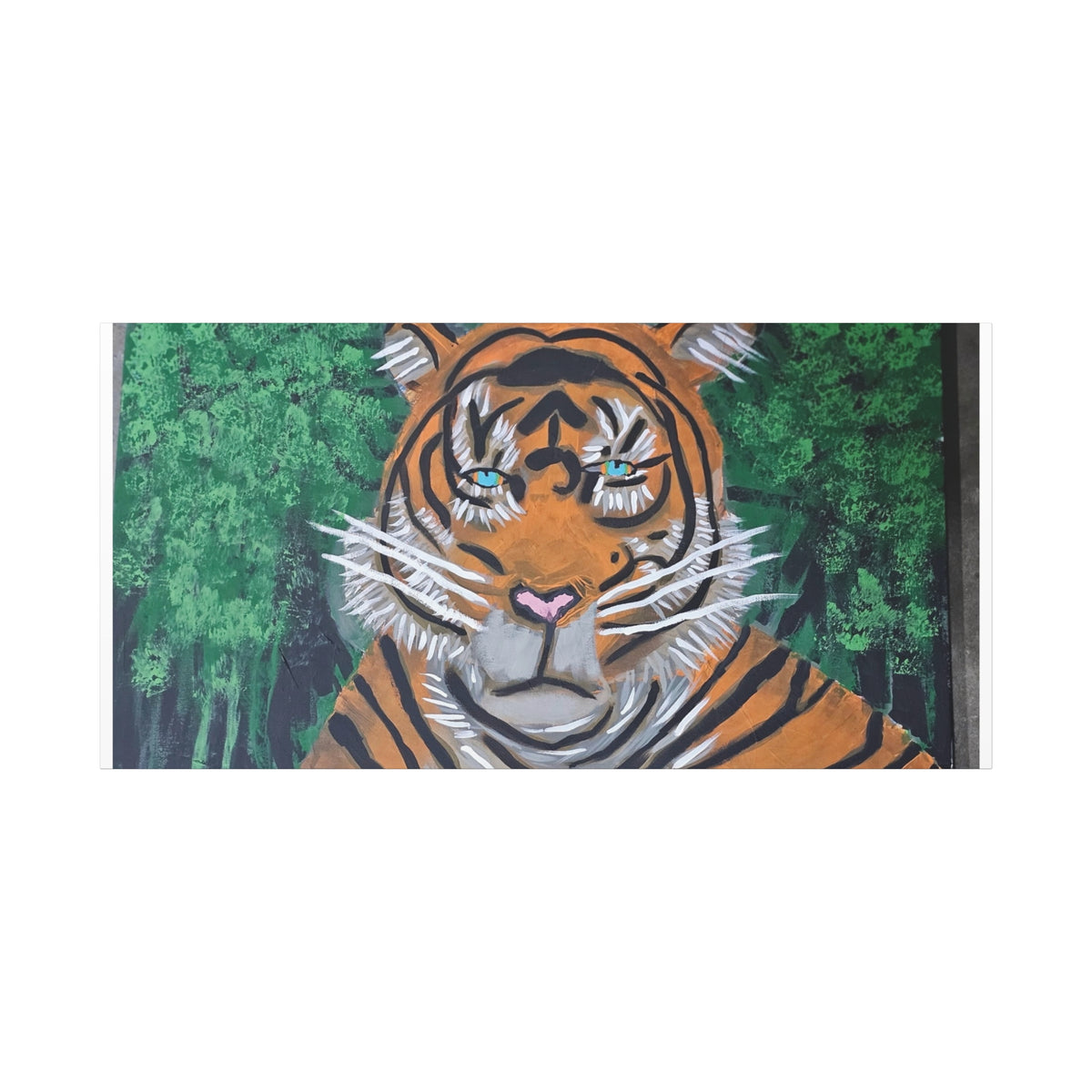 Tiger Portrait Matte Canvas Wall Art Bold Jungle Tiger Painting on Stretched Canvas