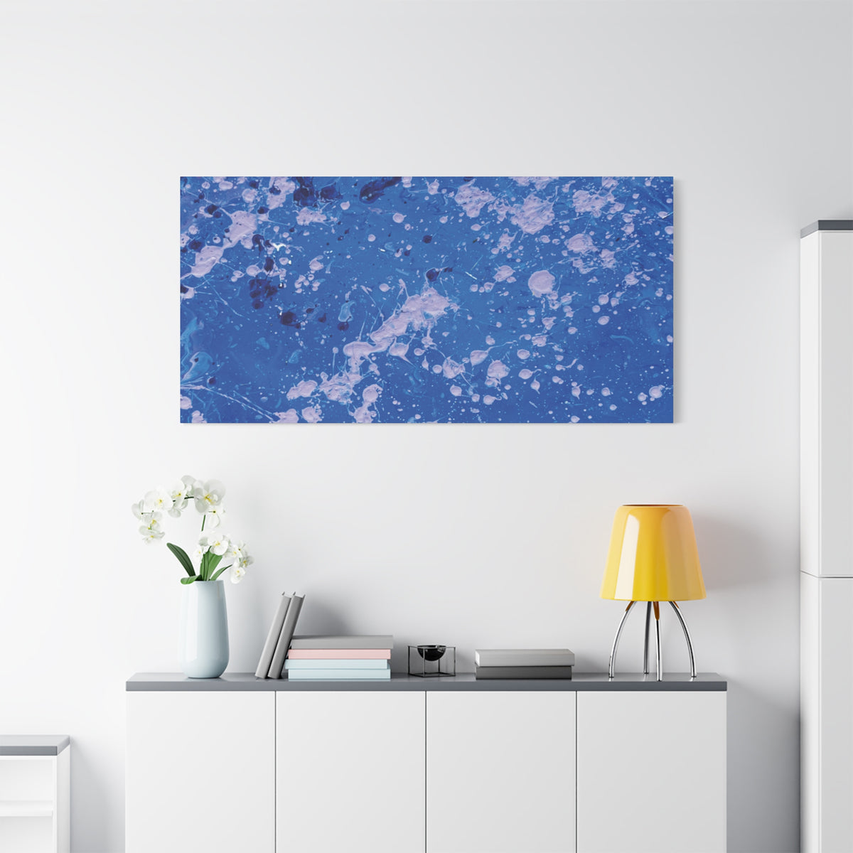 Blue Abstract Splatter Canvas Print  Dots (Matte Stretched 1.25")
