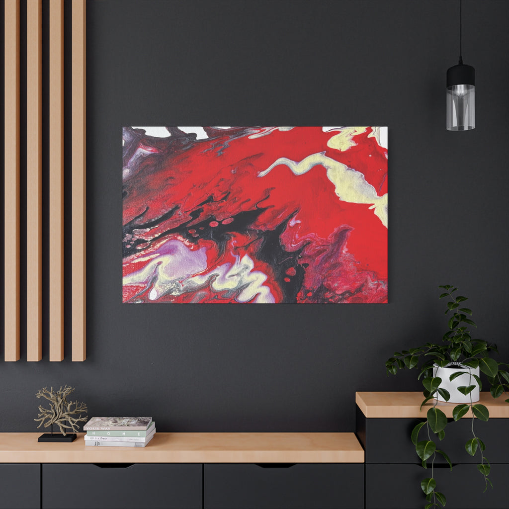 Power Abstract Red Fluid Art Canvas Print (Matte Stretched 1.25")