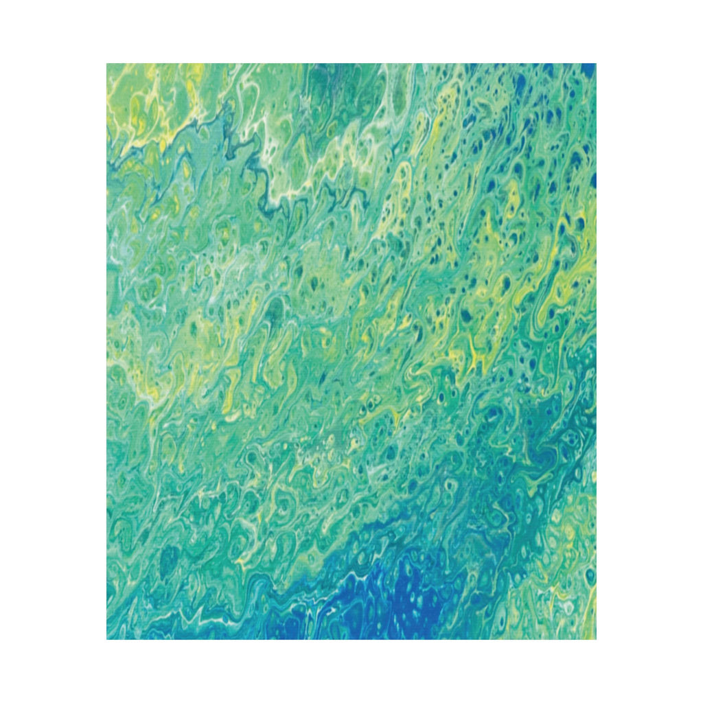 Abstract Ocean Blue Matte Poster Moss Turquoise Green Fluid Art