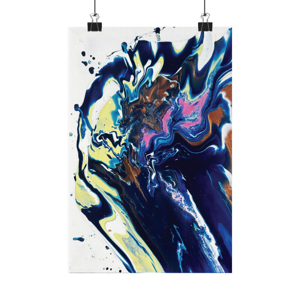 Change Abstract Blue Swirl Matte Poster (Vertical Fluid Art Wall Print)