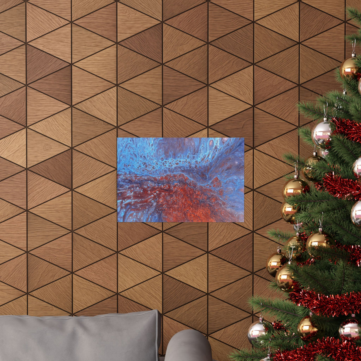 WAVE Abstract Oceanic Pour Art Matte Horizontal Poster