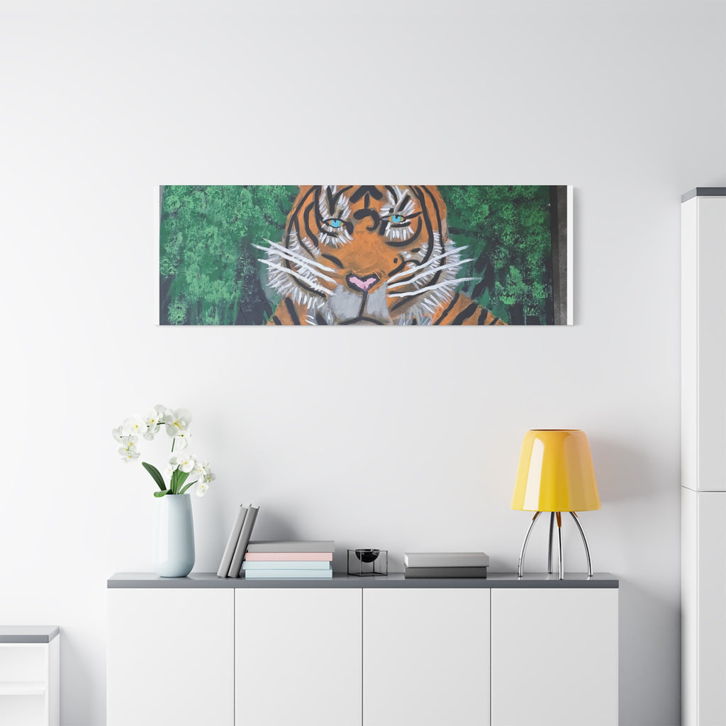 Tiger Portrait Matte Canvas Wall Art Bold Jungle Tiger Painting on Stretched Canvas