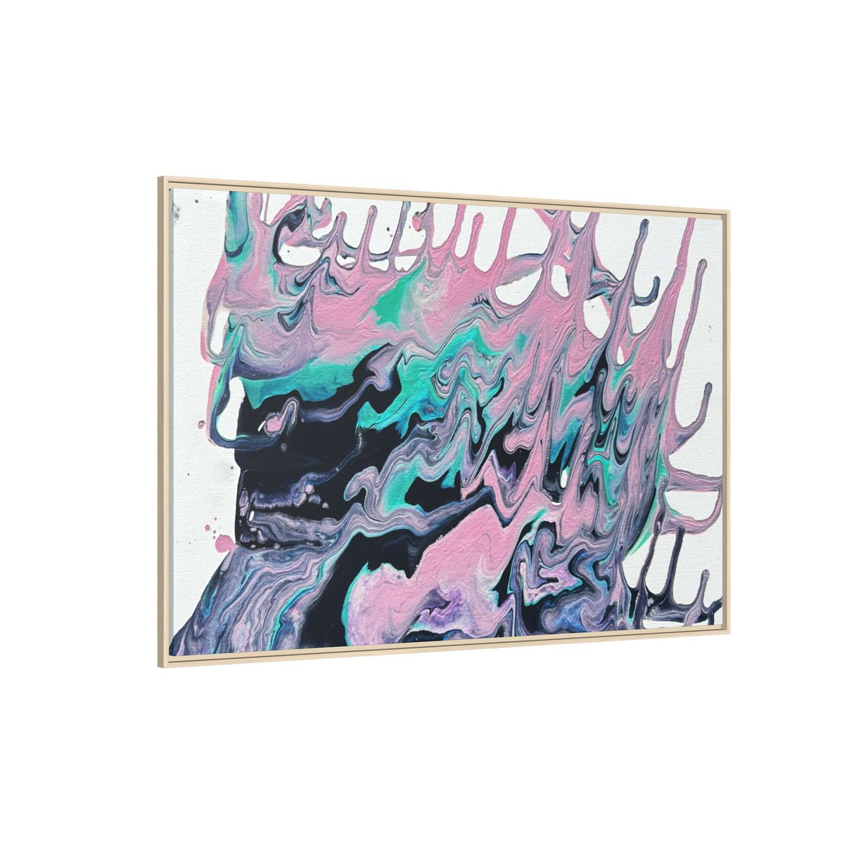 Abstract Pastel Drip Canvas Print (Framed)