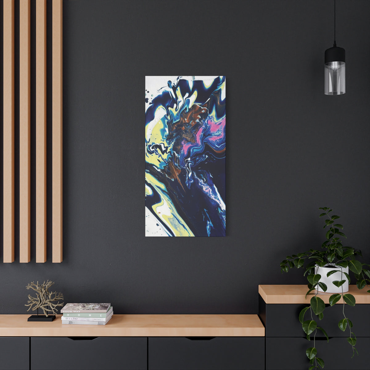 Change Abstract Blue Fluid Art Matte Canvas Print (Stretched Wall Art)