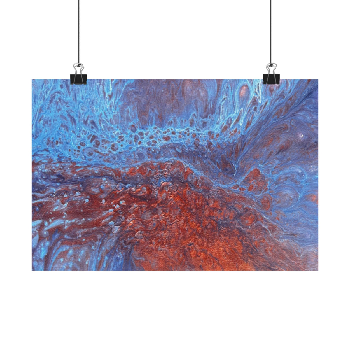 WAVE Abstract Oceanic Pour Art Matte Horizontal Poster