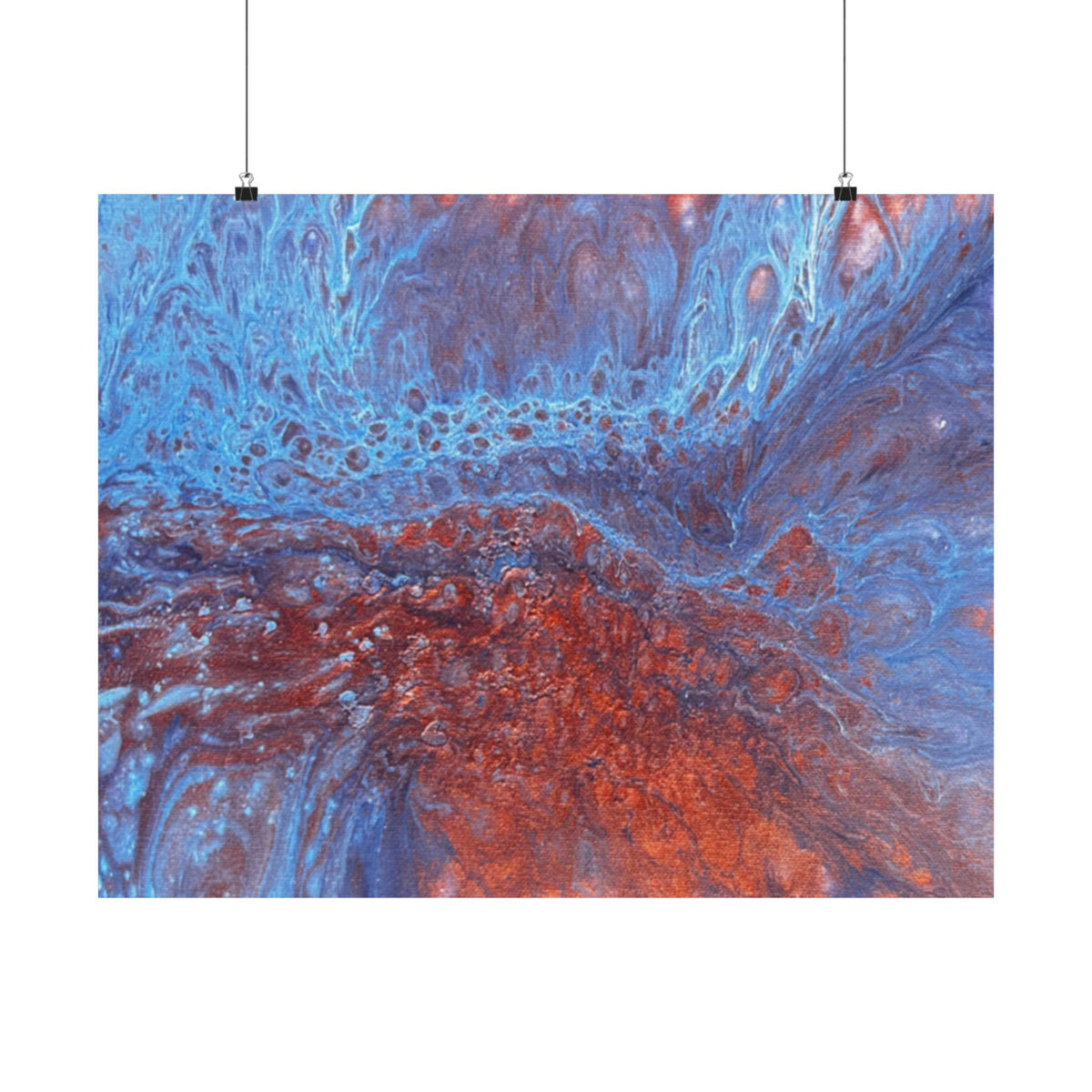 WAVE Abstract Oceanic Pour Art Matte Horizontal Poster
