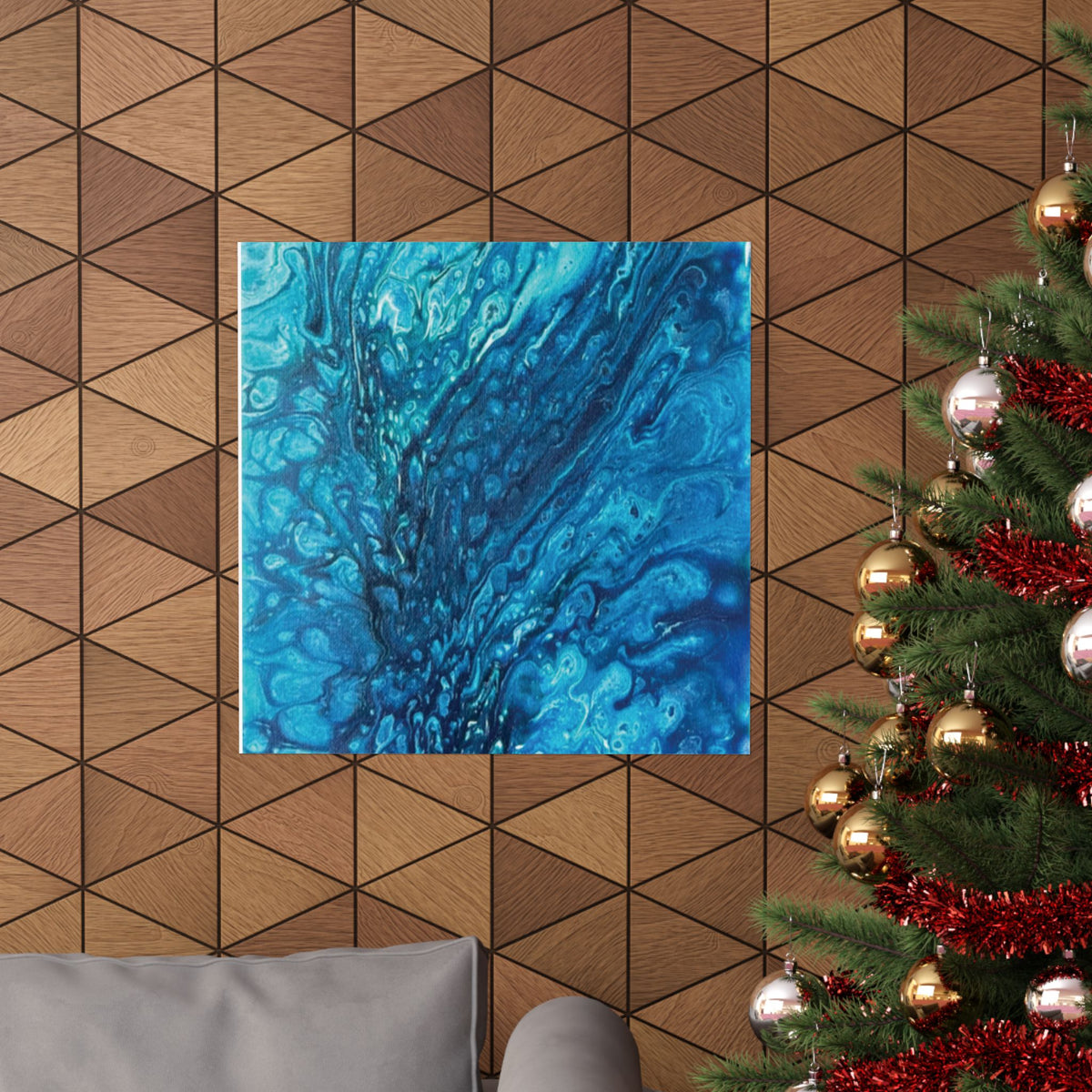 Abstract Ocean Blue Matte Poster Vertical Wall Art Print