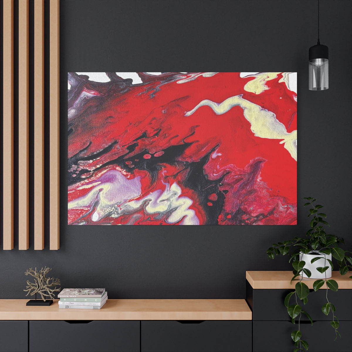 Power Abstract Red Fluid Art Canvas Print (Matte Stretched 1.25")