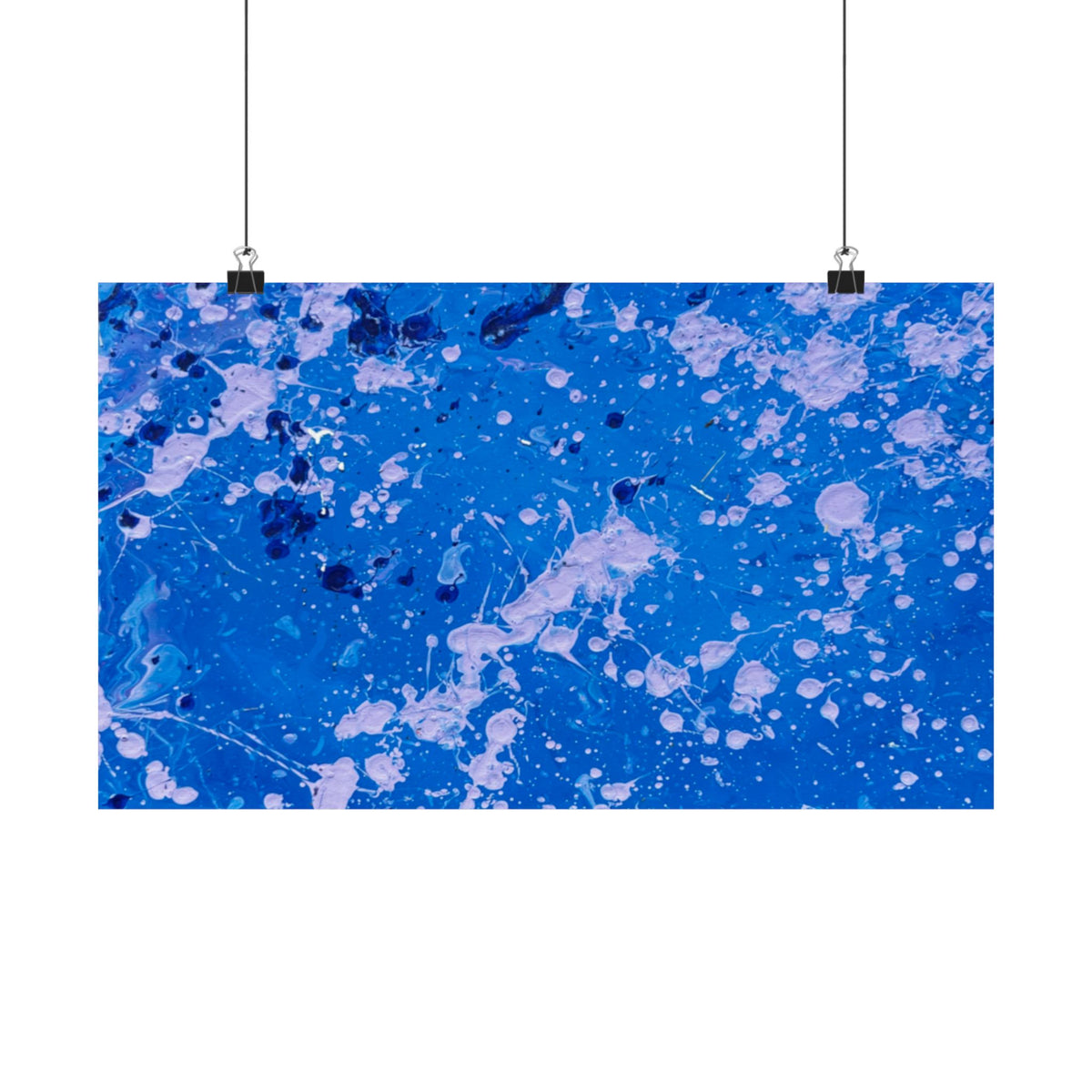 Blue Abstract Splash Matte Poster Horizontal Ocean-Inspired Art Print