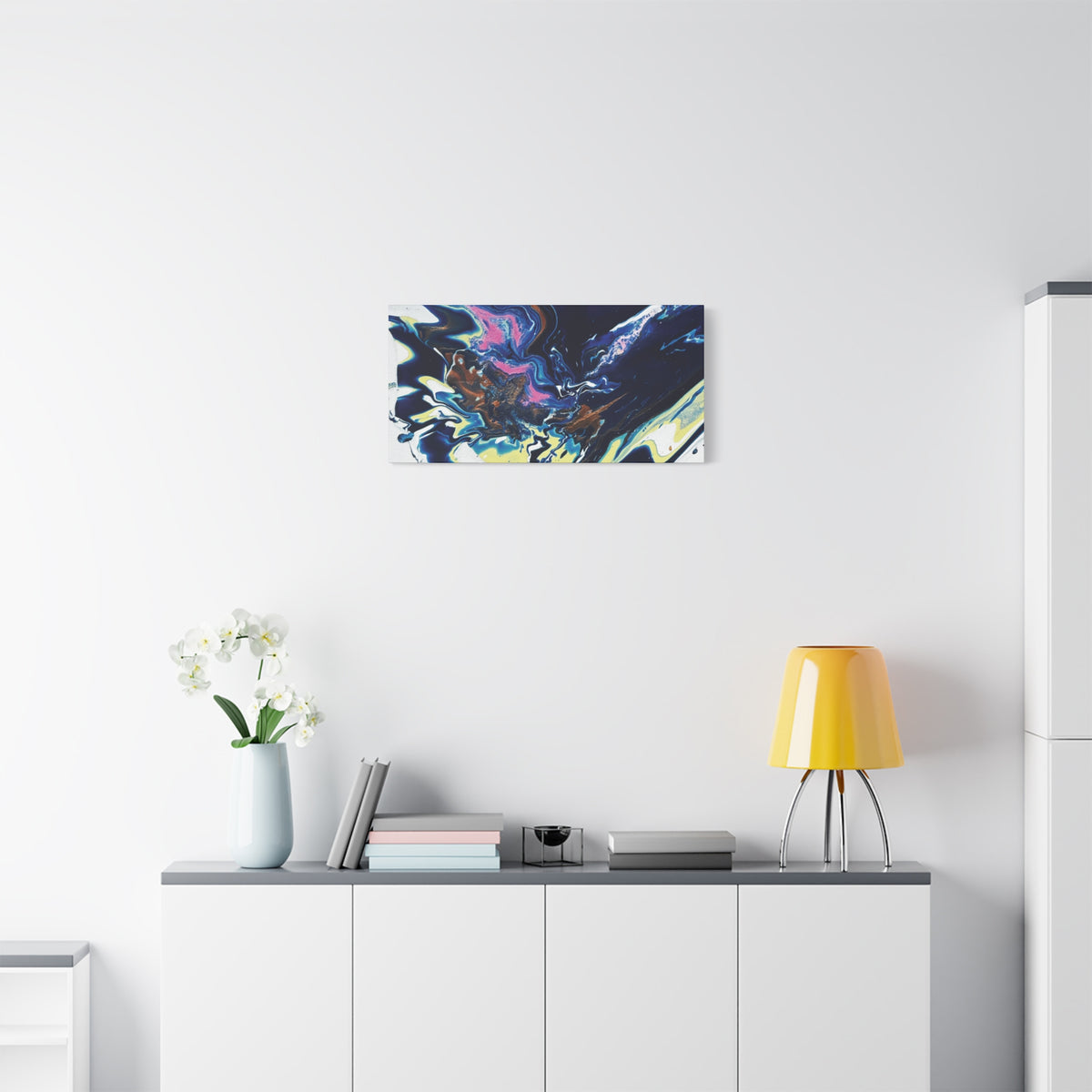 Change Abstract Blue Fluid Art Matte Canvas Print (Stretched Wall Art)