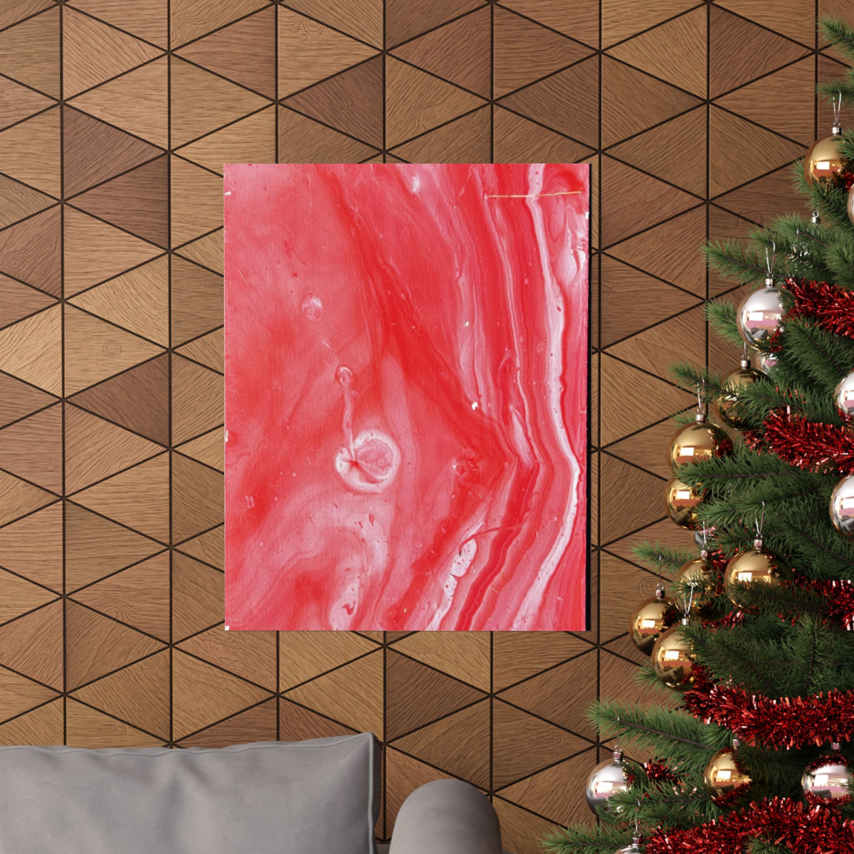 Red Marble Mars Matte Vertical Poster Abstract Red & Cream Wall Art
