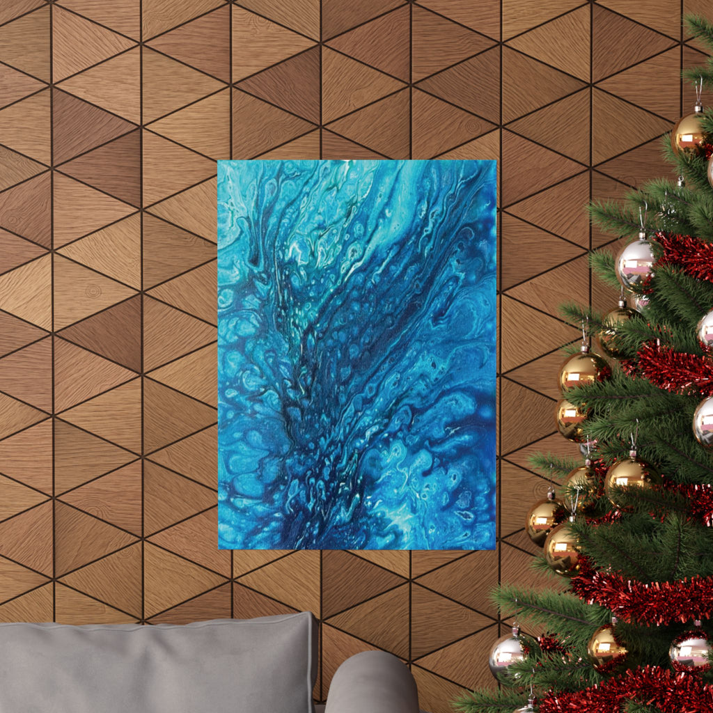 Abstract Ocean Blue Matte Poster Vertical Wall Art Print