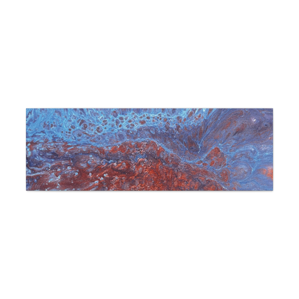 Abstract Blue & Rust Fluid Art Matte Canvas Wave Stretched Wall Art