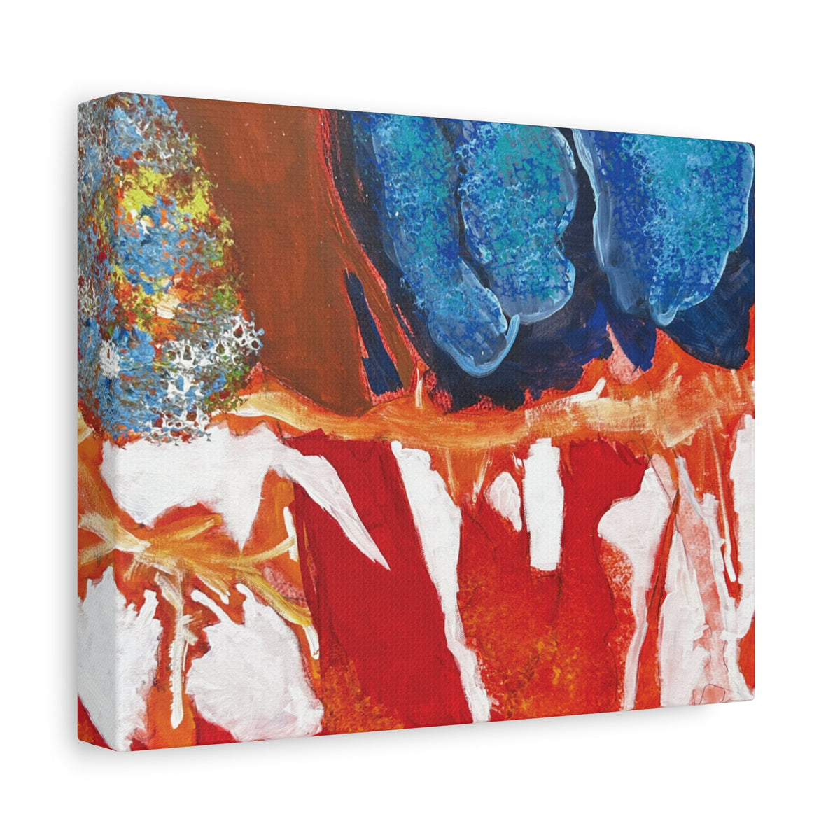 Abstract Red & Blue Matte Stretched Canvas Modern Expressionist Wall Art