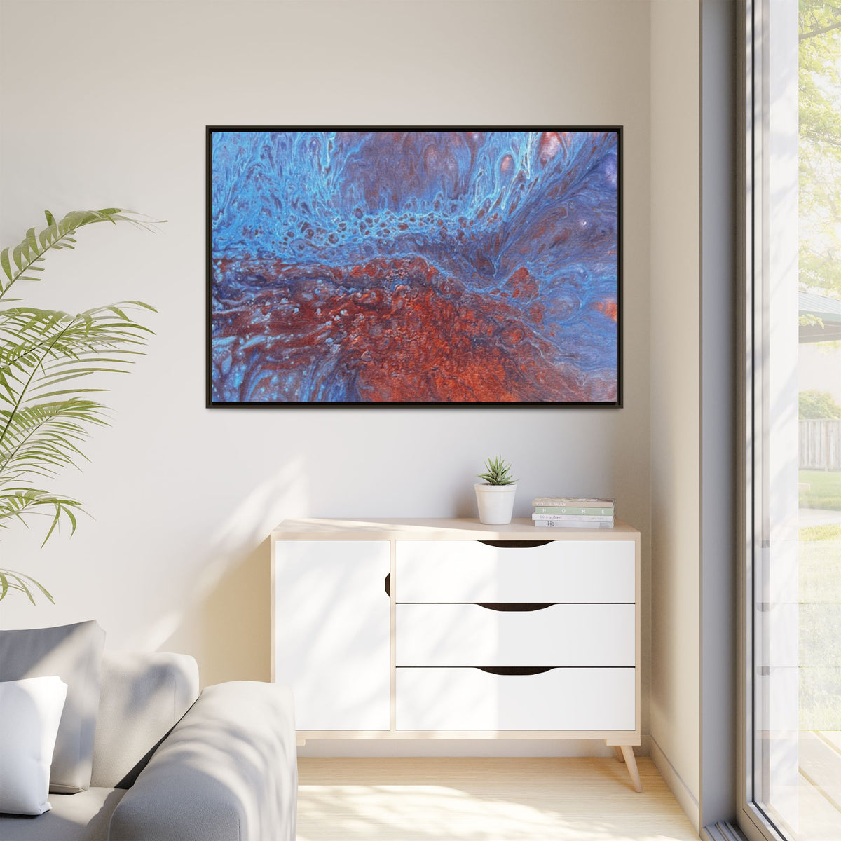 Wave Abstract Oceanic Flow Matte Canvas Framed Art