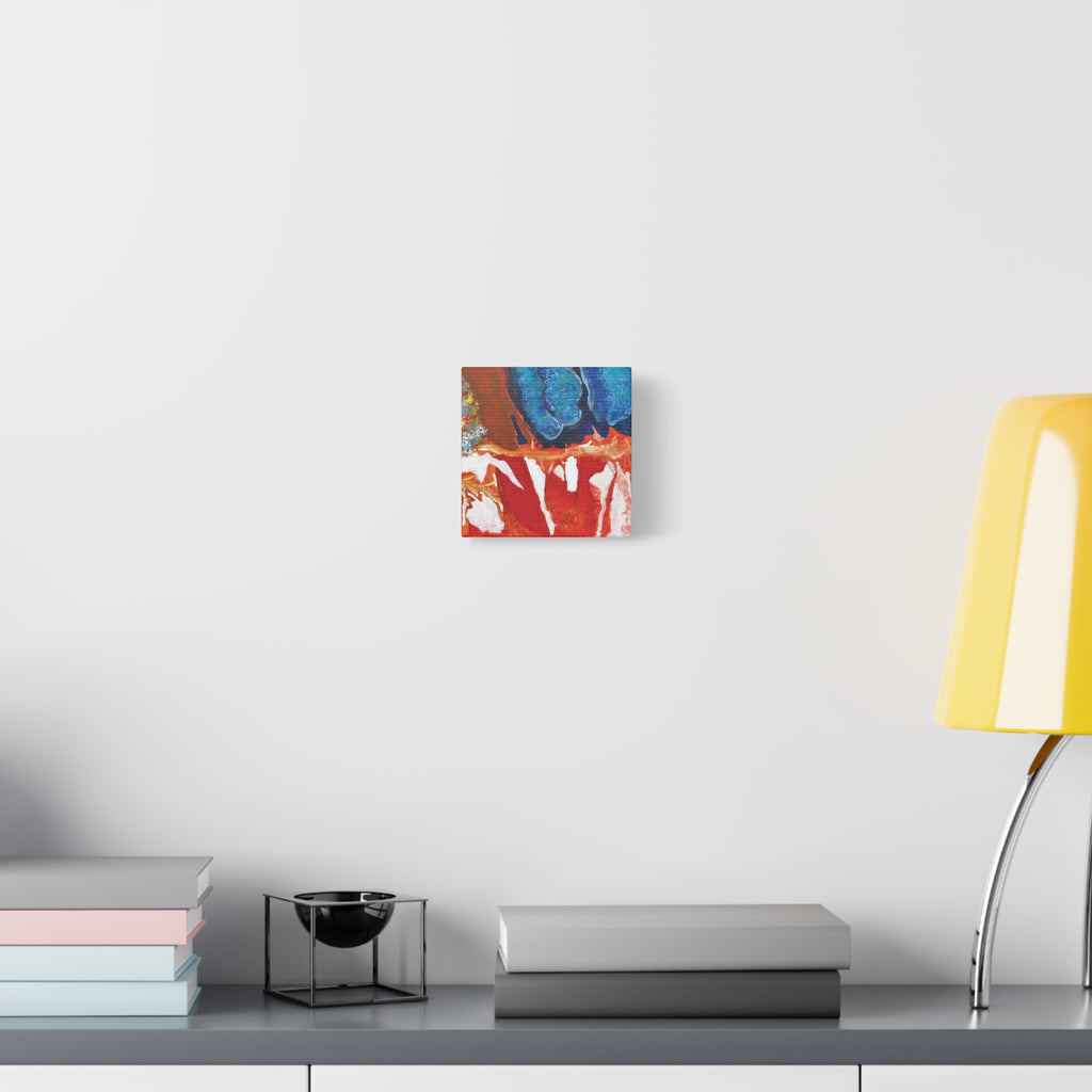 Abstract Red & Blue Matte Stretched Canvas Modern Expressionist Wall Art