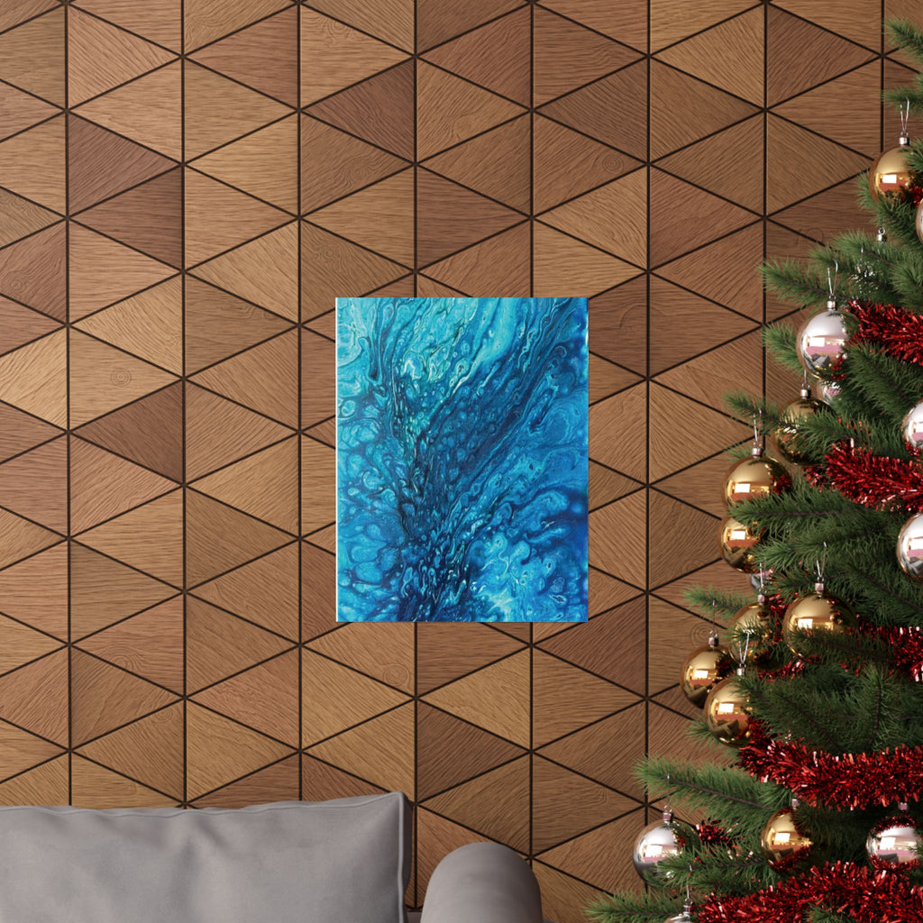 Abstract Ocean Blue Matte Poster Vertical Wall Art Print