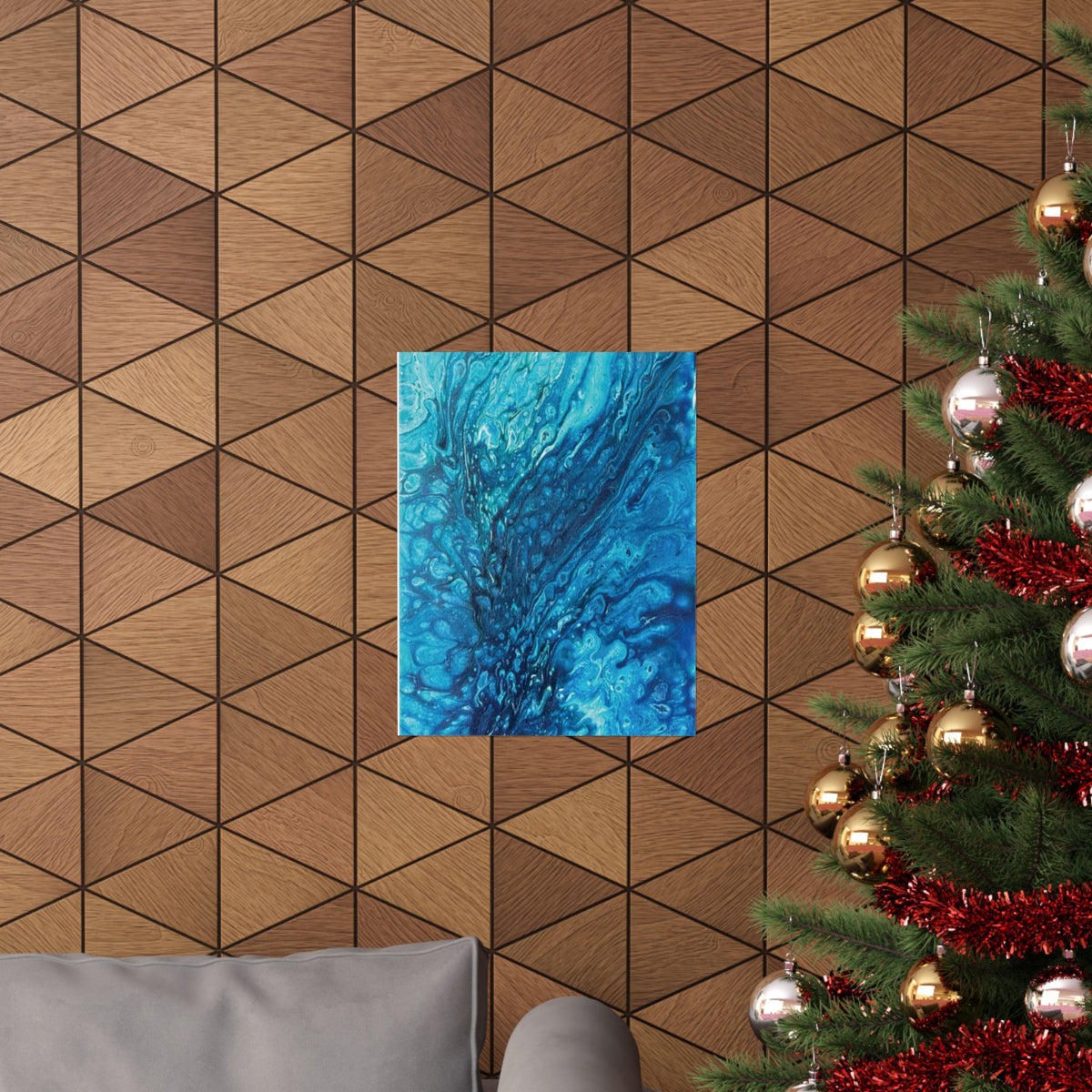 Abstract Ocean Blue Matte Poster Vertical Wall Art Print