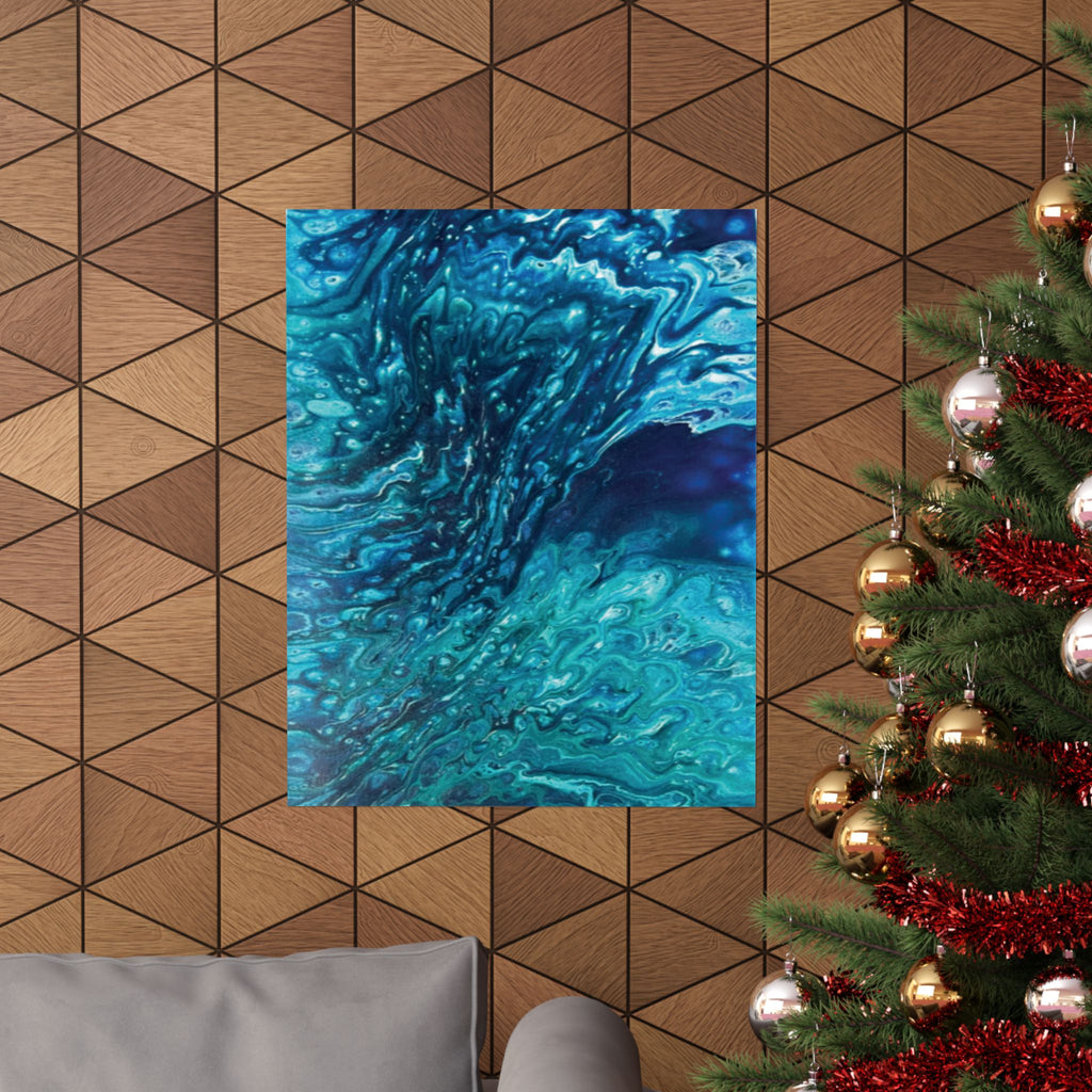 Ocean Abyss Matte Poster Abstract Teal Blue Wall Art