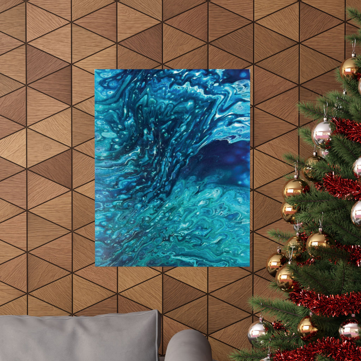 Ocean Abyss Matte Poster Abstract Teal Blue Wall Art