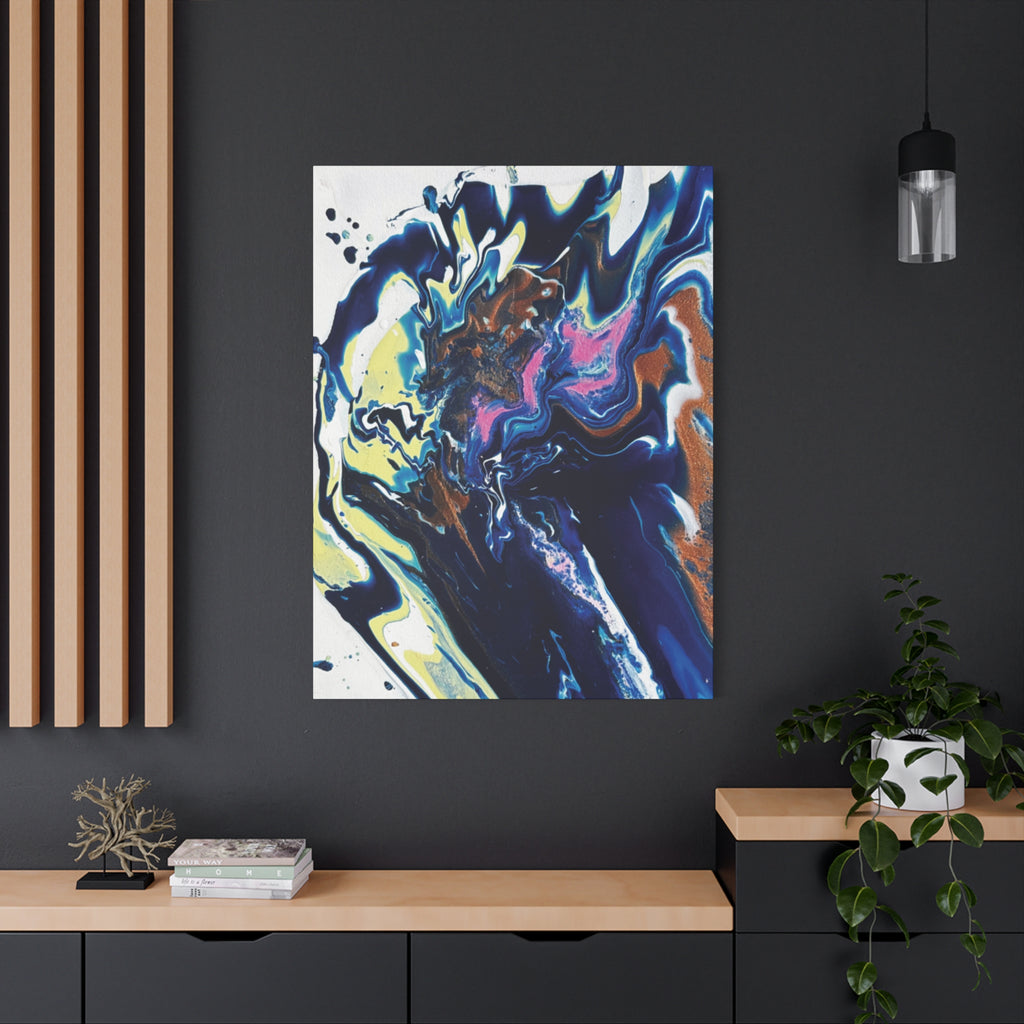 Change Abstract Blue Fluid Art Matte Canvas Print (Stretched Wall Art)