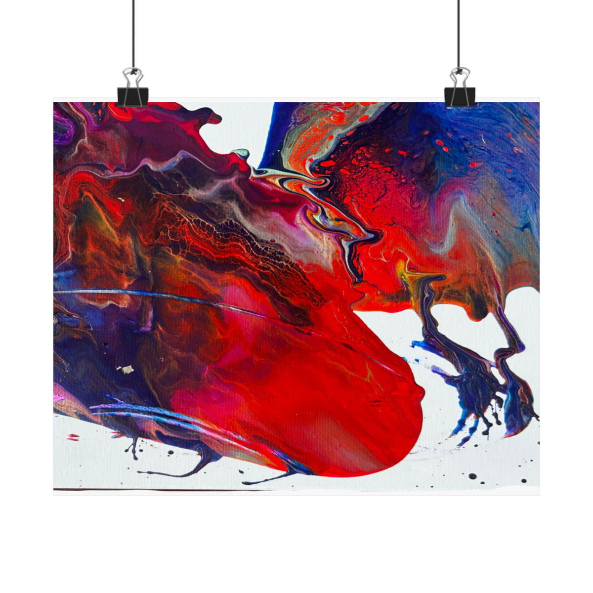 Abstract Red & Blue Matte Poster Universe Horizontal Modern Art Print