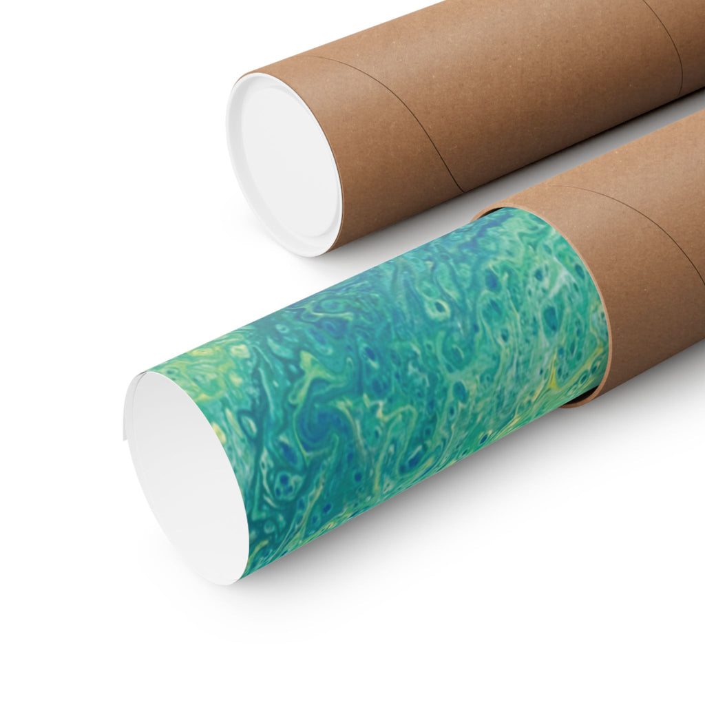 Abstract Ocean Blue Matte Poster Moss Turquoise Green Fluid Art
