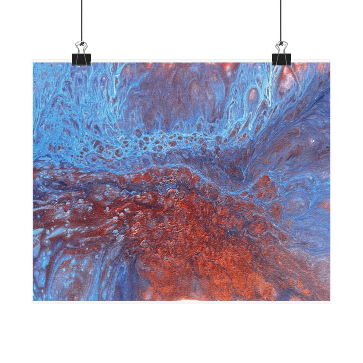 WAVE Abstract Oceanic Pour Art Matte Horizontal Poster